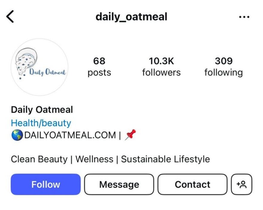 Daily Oatmeal's instagram bio with line break