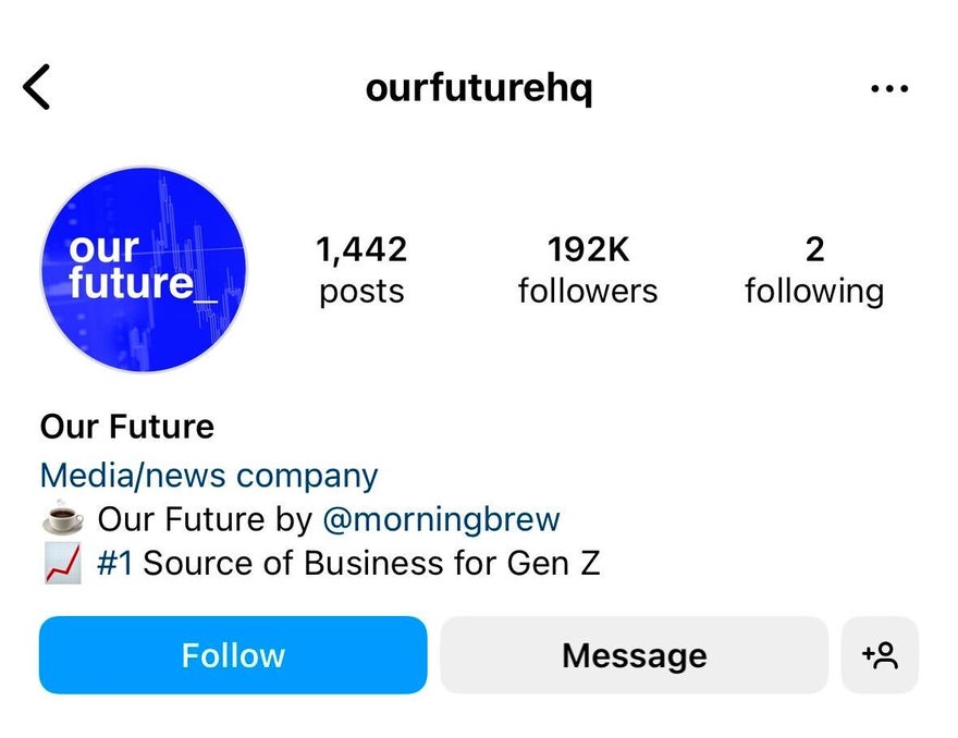 Our Future's Instagram profile