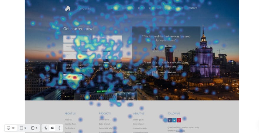 cursor tracking heatmap on signup form