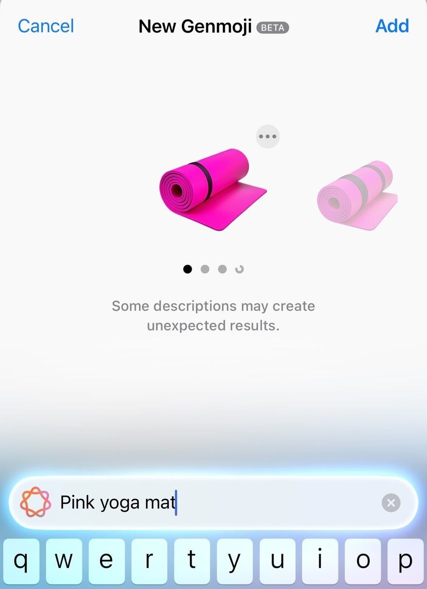 emoji generated from the prompt "pink yoga mat". there are multiple variations to swipe through