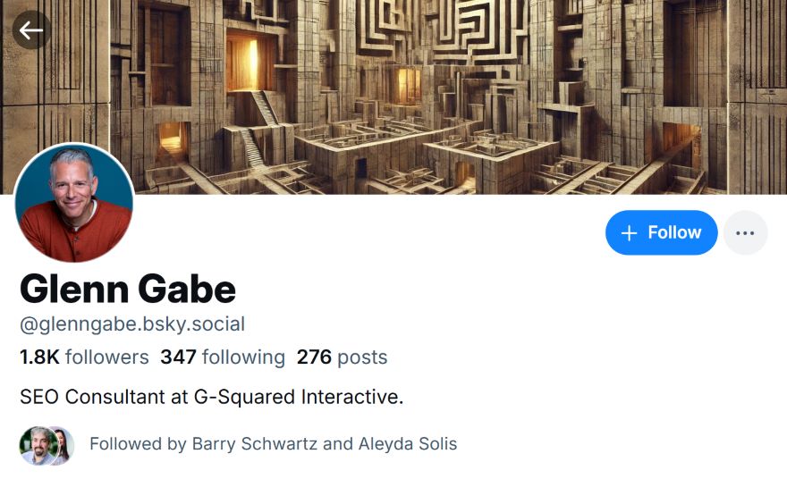 Screenshot of the Bluesky account bio for Glenn Gabe