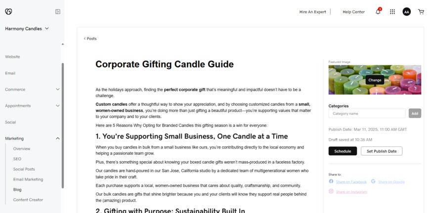 GoDaddy blog editor