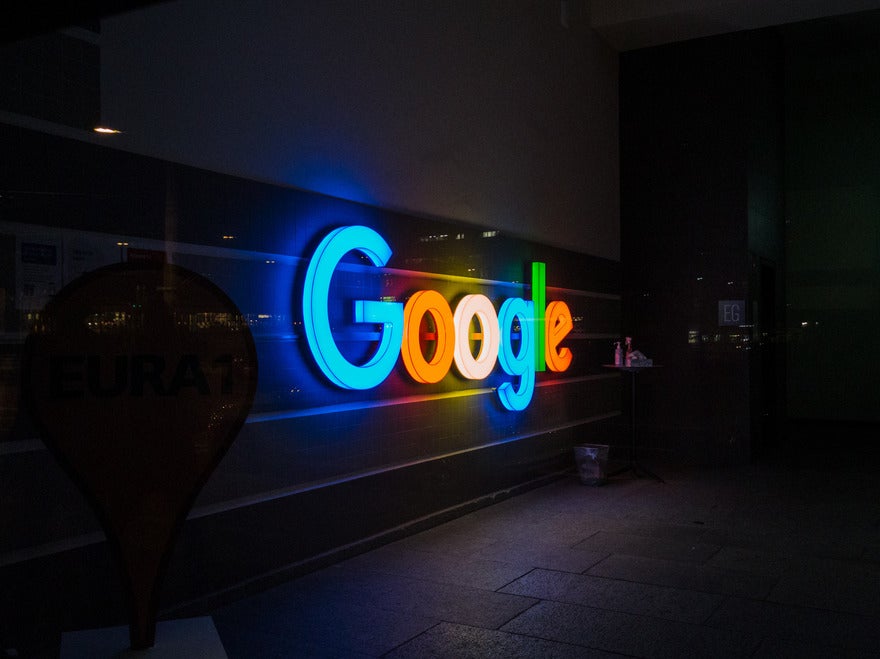 Google logo in lights