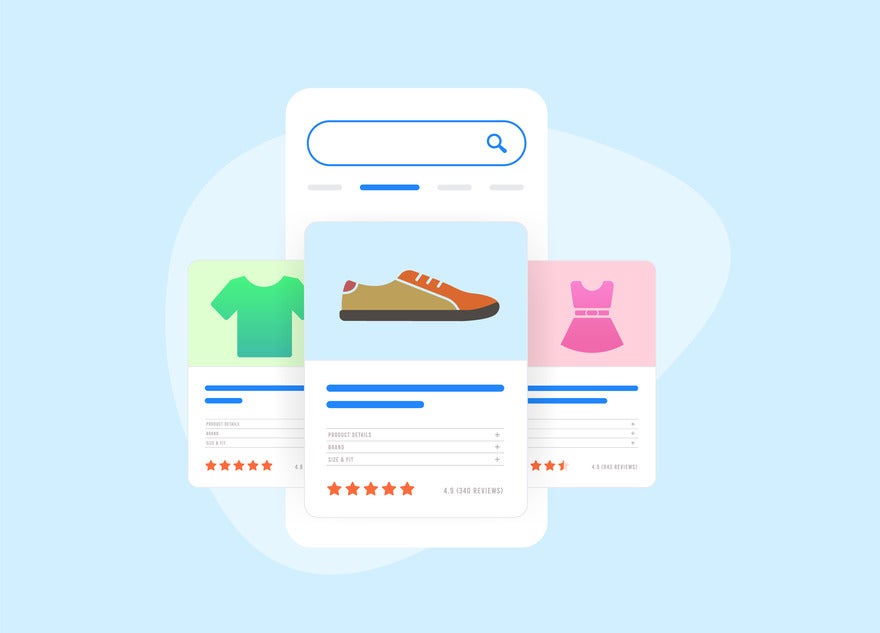 Graphic showing vague product listings in Google search