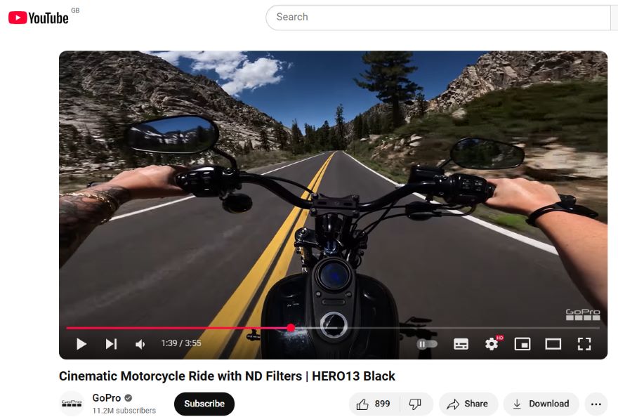 Screenshot of a video on the GoPro YouTube channel