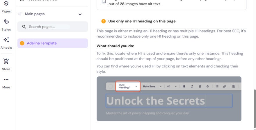 Typing meta description as AI SEO checklist points are ticket from amber to green