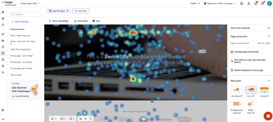 Heatmap on demo site
