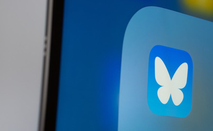 Bluesky logo on a device