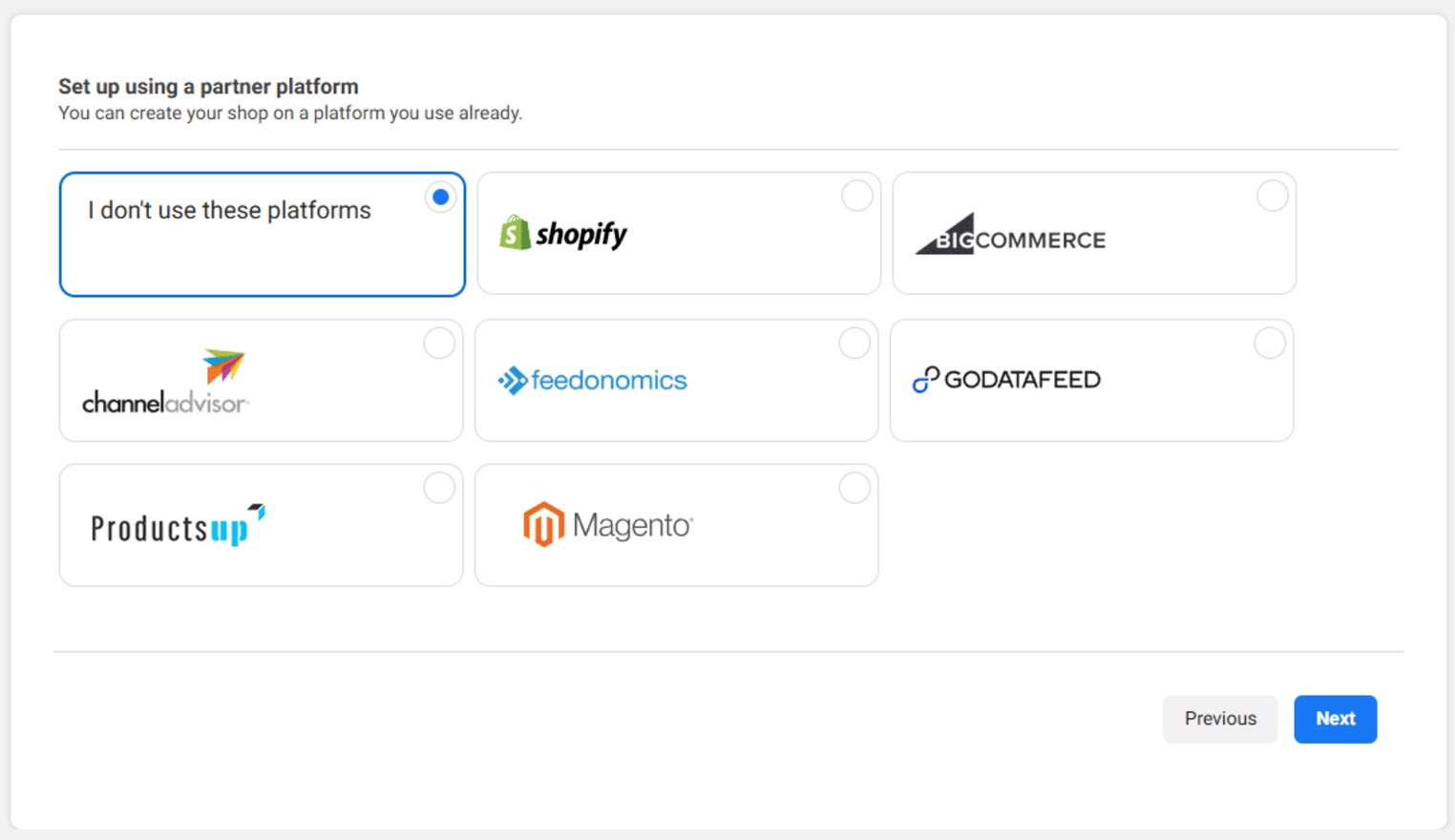 Instagram shopping partner platforms