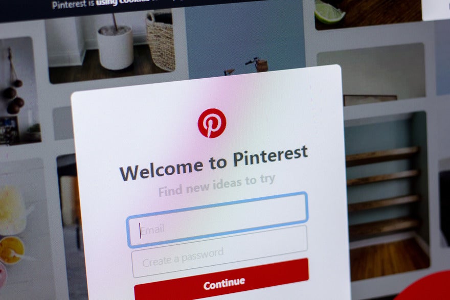 Pinterest login page
