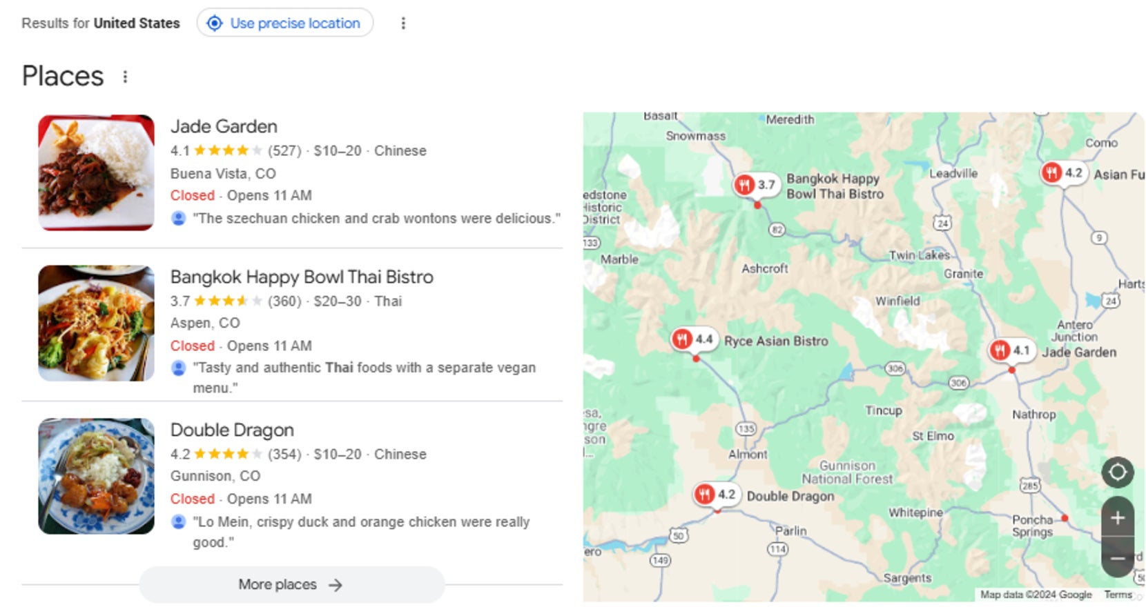 google local search results for asian cuisine near me