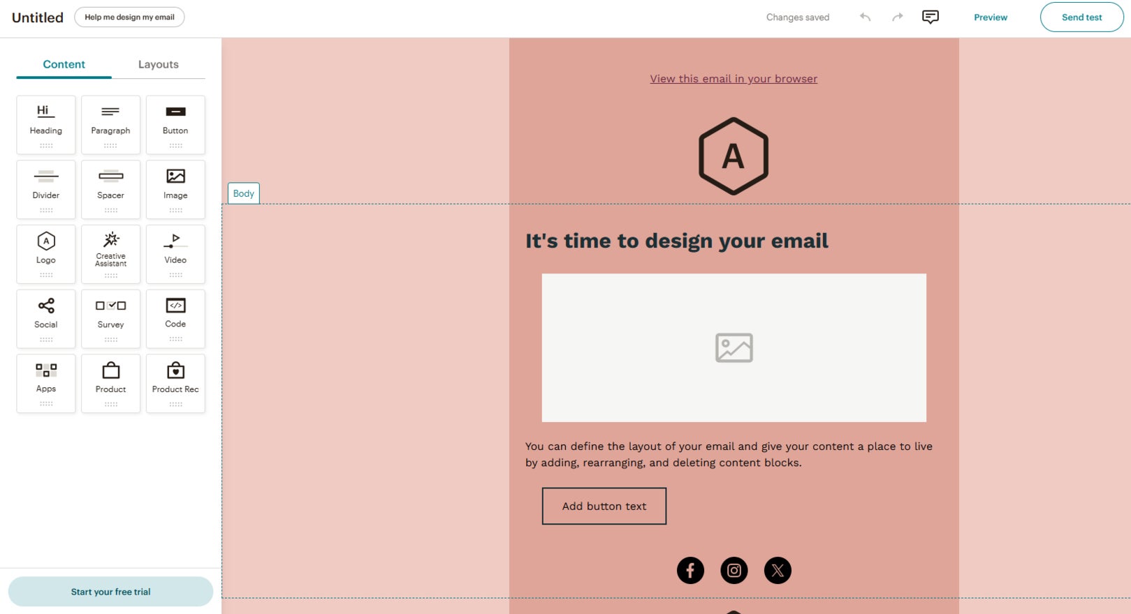 designing an email in Mailchimp