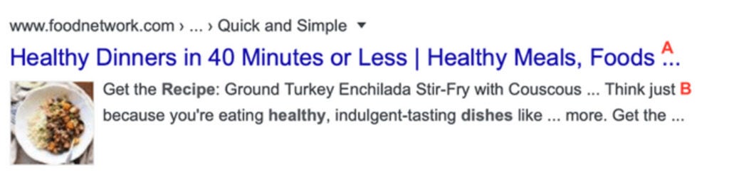 example of a how a website page looks on Google's results page