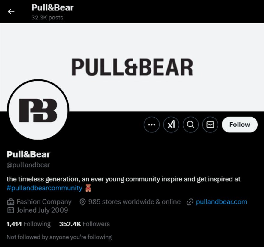 Pull&Bear's profile on X
