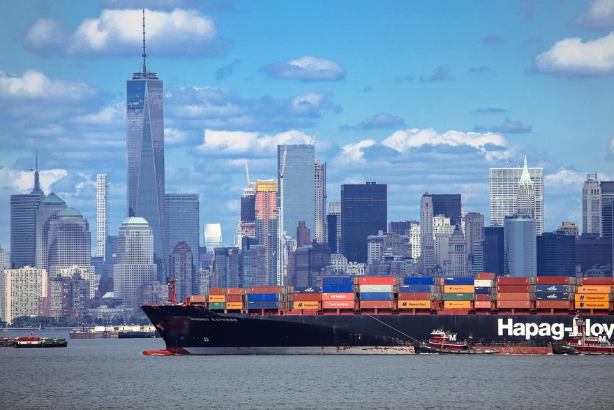 Container ship in New York City
