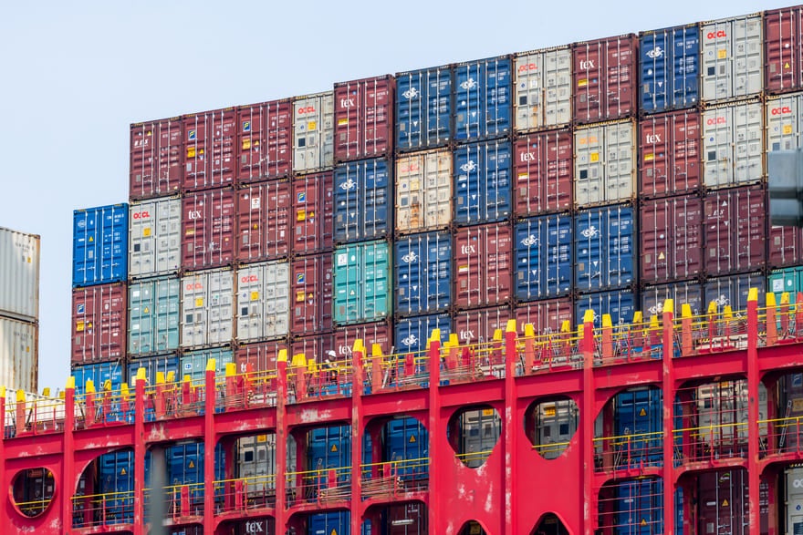 Shipping containers stacked up