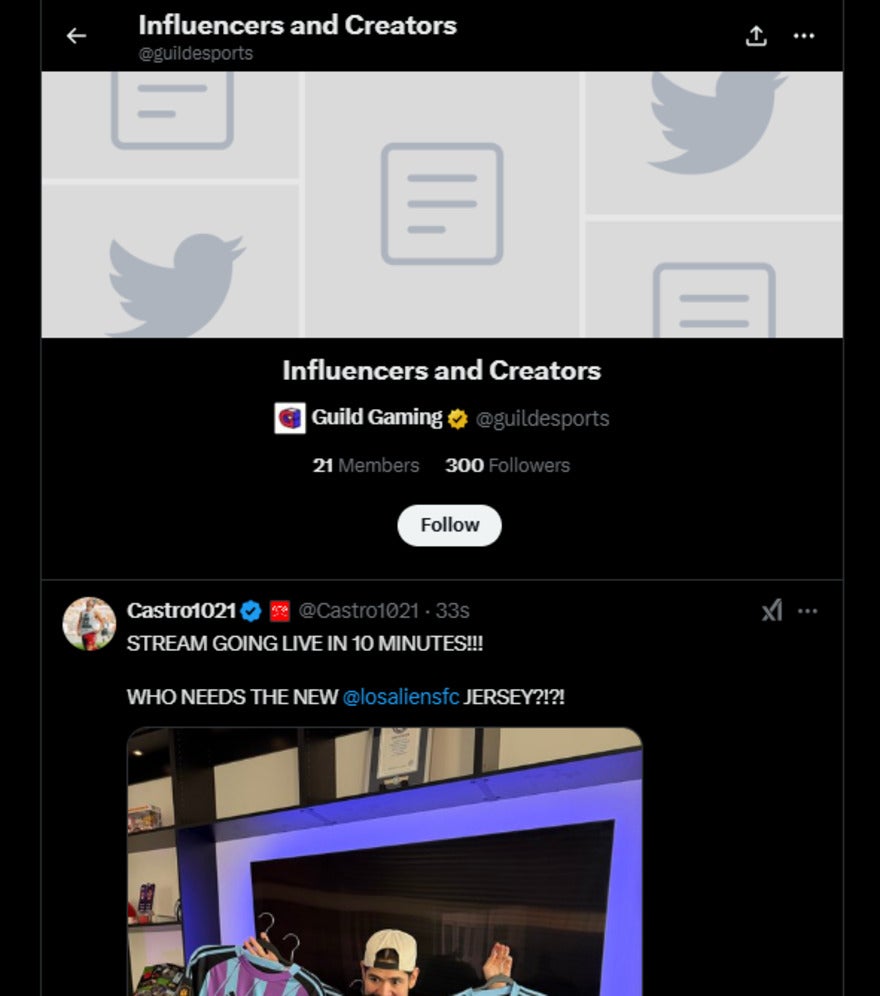 public X list titled influencers and creators