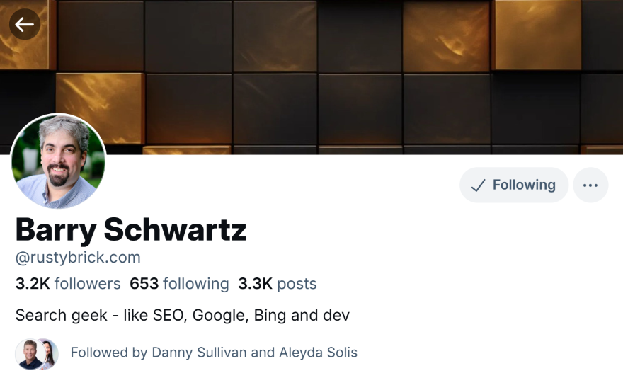 Screenshot of the Bluesky account bio for Barry Schwartz