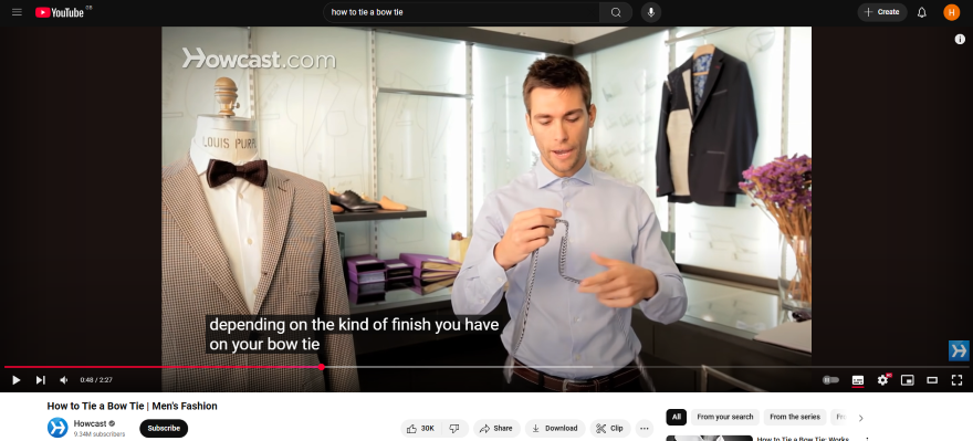 An example of a YouTube video with closed captions on screen
