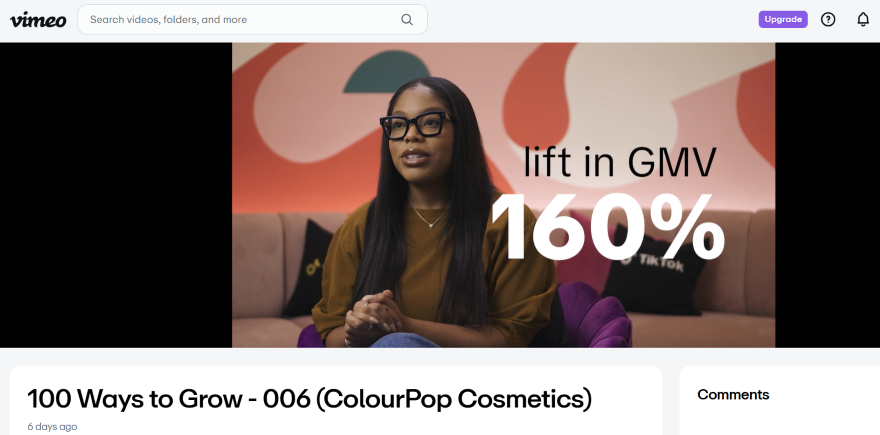 Video screenshot with a woman on screen talking