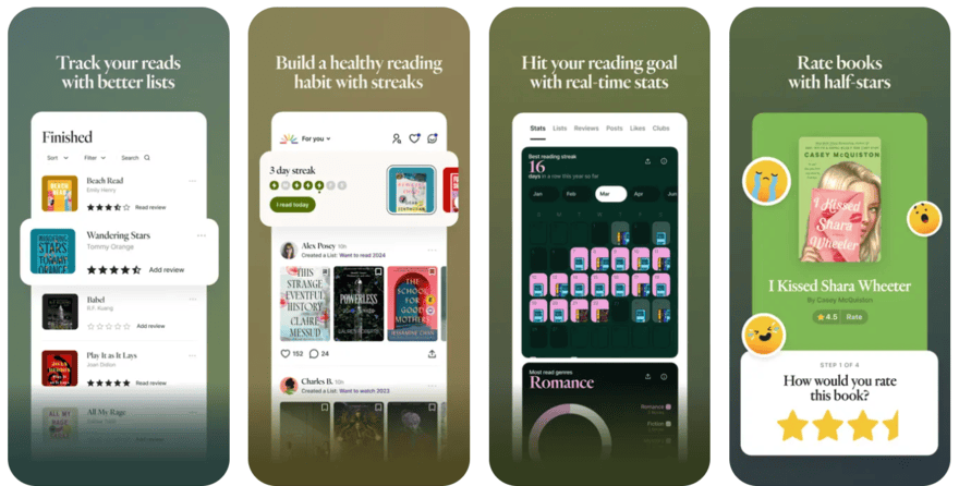 Promotional shots of Fable being used on mobiles to show the app's features and interface