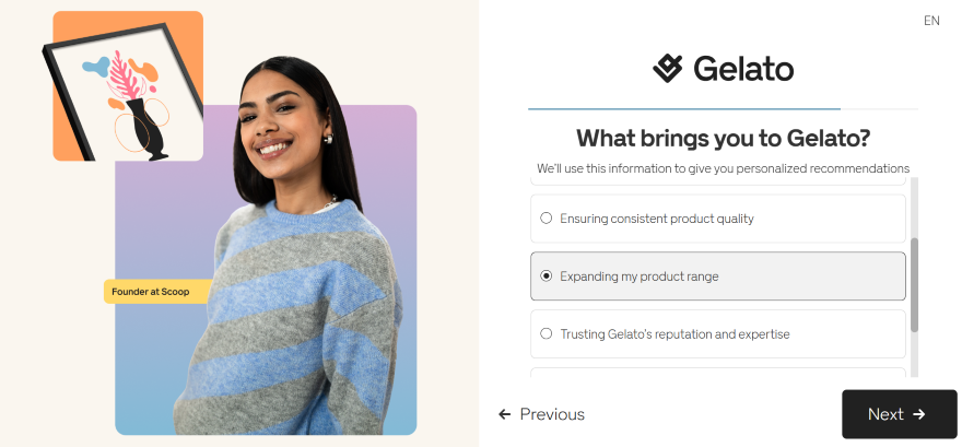 Gelato signup form