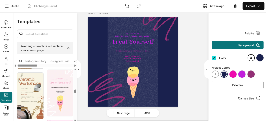 A graphic in the GoDaddy editor to create social posts