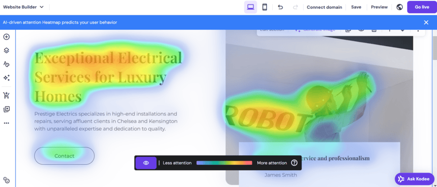 Hostinger's AI heatmap tool