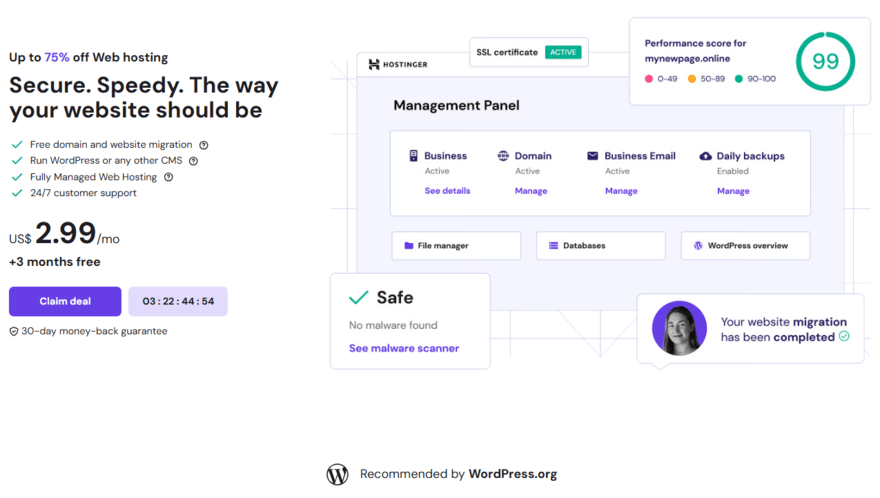 Hostinger web hosting landing page