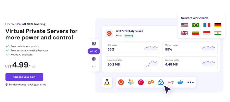 Hostinger's VPS hosting landing page