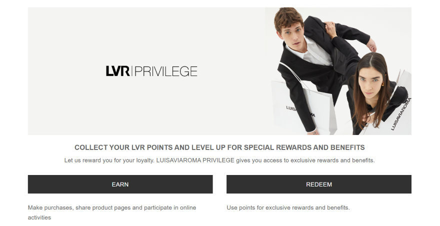 Screenshot of a webpage promoting its loyalty program