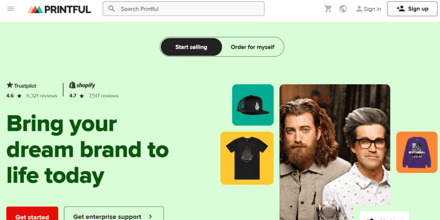 Printful homepage