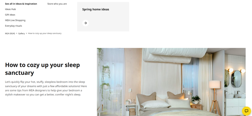A blog post on the Ikea website on making your room more cosy