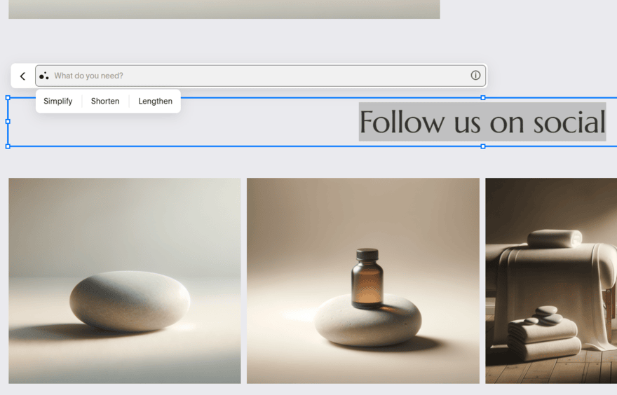 Squarespace AI tool offering support with text creation