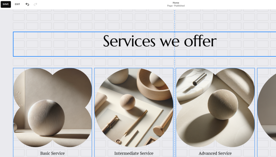 Dragging a text box within Squarespace's website editor