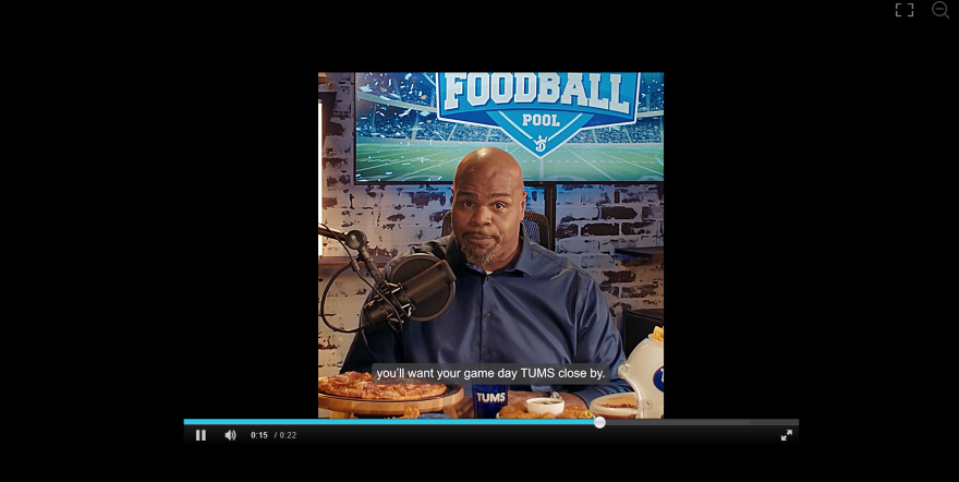 Screenshot of a promotional video for tums x DraftKings with Vince Wilfork
