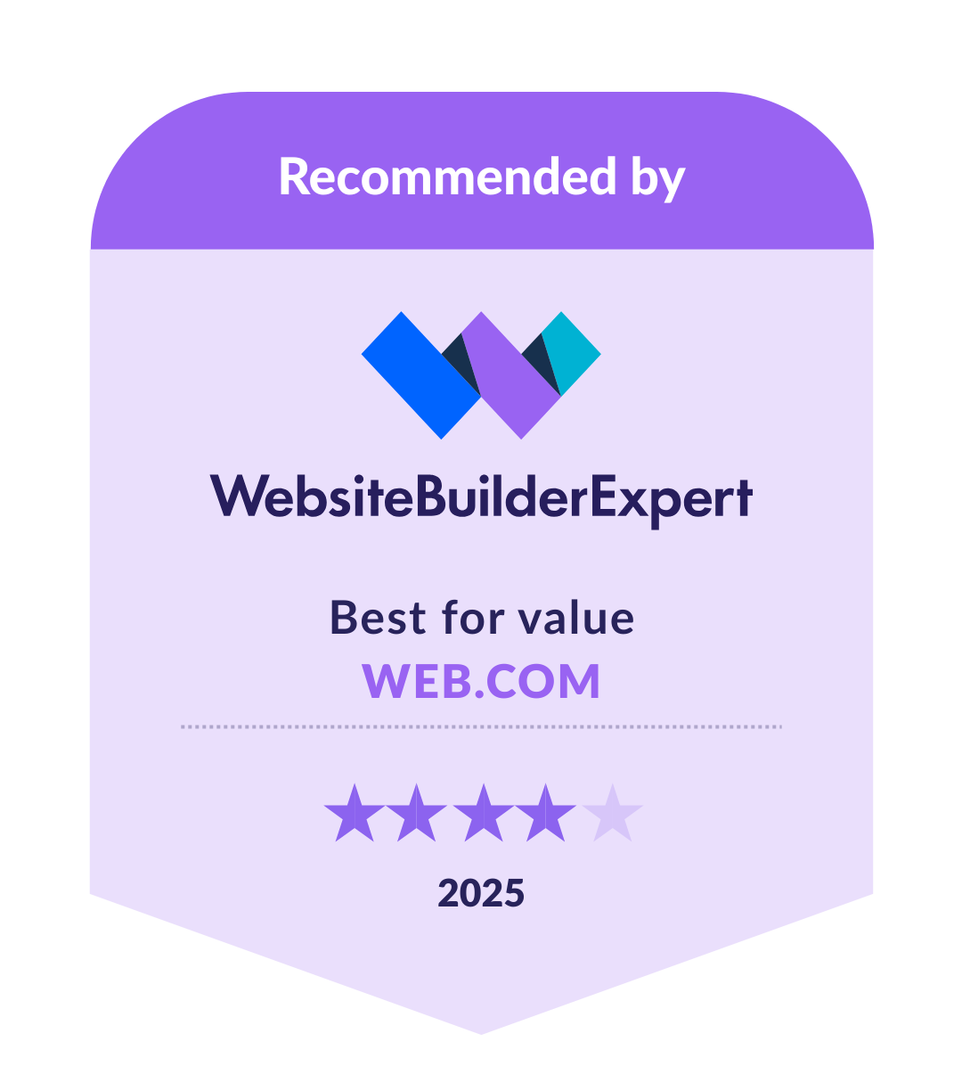 Badge showing Web.com as best value builder in our 2025 research